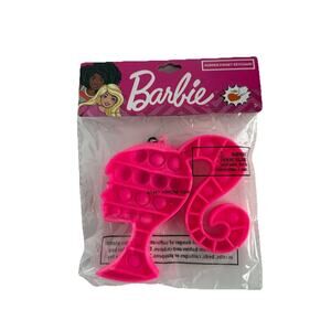 Barbie Head Pop It Fidget 5" Keychain Hot Pink Charm Stocking Stuffer NEW